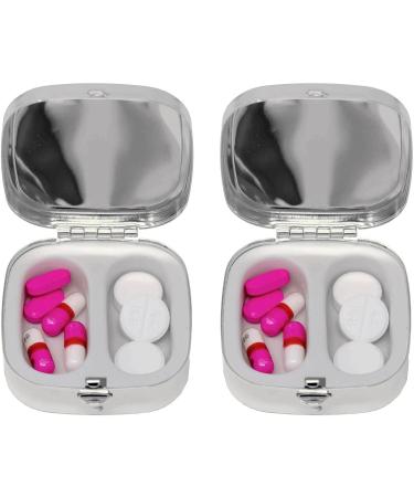 Dual-Compartment Square Pocket Purse Pill Box Set - Silver Classic Organizer for On-the-Go - Buy Online on GoSupps.com