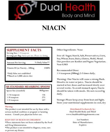 Niacin Powder (250g - 8.8oz) Vitamin B3 Bulk Supplement Immediate Release Niacin with Flush Nicotinic Acid Non-GMO Vegan Gluten Free Fast Absorption No GMOs Fillers Additives Metals 8.82 Ounce (Pack of 1) - Buy Online on GoSupps.com