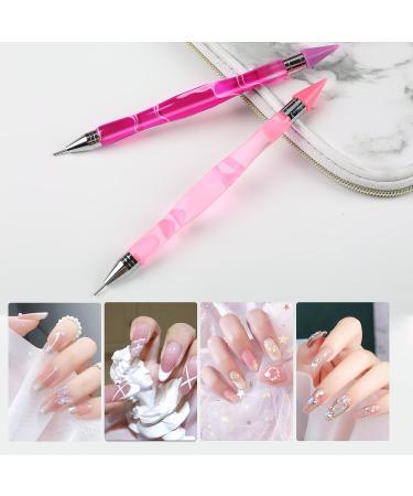 2PCS Rhinestone Picker Dotting Pen Set - Pink Purple | Dual-ended Wax Pencil for Nail Art Decoration DIY - Buy Online on GoSupps.com