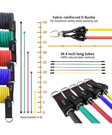 TheFitLife Exercise Resistance Bands - 5 Stackable Fitness Workout Bands up to 300lbs - Handles, Ankle Straps, Door Anchor, Carry Bag - Buy Online on GoSupps.com