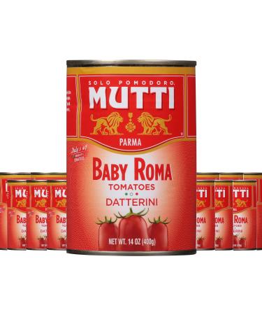 Mutti Baby Roma Tomatoes (Datterini), 14 oz. | 12 Pack | Italys #1 Brand of Tomatoes | Fresh Tastefor Cooking|Canned Tomatoes | Vegan Friendly & Gluten Free | No Additives orPreservatives 14 Ounce (Pack of 12)