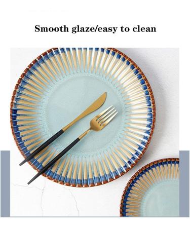 Dinner Plates Personalized Embossed Kitchen Dinnerware Set Durable Ceramic Dinner Plate Sets Creative Round Plates and Bowls Set for Steak Salad Plates Kitchenware - Buy Online on GoSupps.com