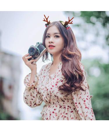 2 Pairs Antler Flower Hair Clip Elk Hairpins Clip Reindeer Horn Hair Pins Decorative Hair Clips for Women Christmas Stockings Photography Props Alligator Clip Plastic Child Girl - Buy Online on GoSupps.com