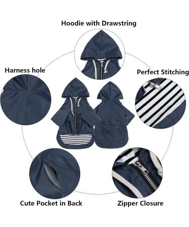 Minezi Hundred Coat - Blue XS with Reflective Buttons Wind & Rainproof Adjustable Cord Removable Hood | International Shipping Available - Buy Online on GoSupps.com