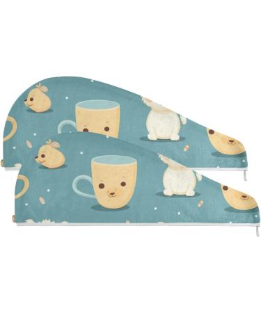 Tea Cup Dog Hair Towel 2 Pack | Super Absorbent Quick Dry Hair Turbans for Women & Girls | Ultimate Hair Drying Solution - Buy Online on GoSupps.com