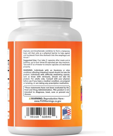 Nutritist Refluxter Sodium Alginate Capsules Natural Acid Reflux & GERD Relief Supplement. Supports LPR Silent Reflux Heartburn Indigestion. Alginate Therapy. Alginato de Sodio. Made in USA - Buy Online on GoSupps.com