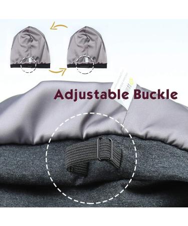 Men's Natural Curly Wave Hair Sleep Cap - Set of 2 | Satin Lined | Medium Black With Grey | Perfect Gifts for Boyfriend, Husband & Dad - Buy Online on GoSupps.com