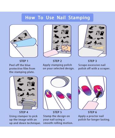 Nail Cat Stamping Kit with 6 Animal Nail Art Plates - DIY Design Print Salon S - Buy Online on GoSupps.com