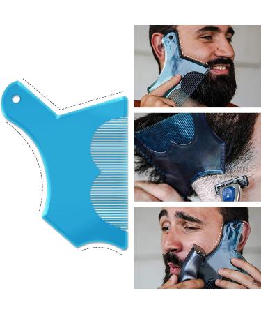 Beard Shaping Tool with Comb - Men's Beard Guide Shaper and Trimmer Template in Clear Blue - Symmetric Curve Outliner Stencil for Jaw, Cheek, and Neck Lineup - Buy Online on GoSupps.com