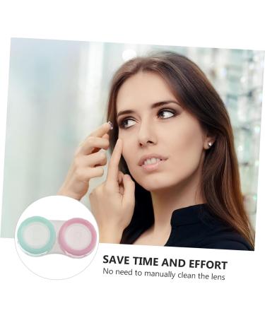 Shop Solustre Contact Lens Storage Kit - 2 Sets of Cube Containers & Tweezers | Transparent Plastic Macaron Organizer 16x10cm - Buy Online on GoSupps.com