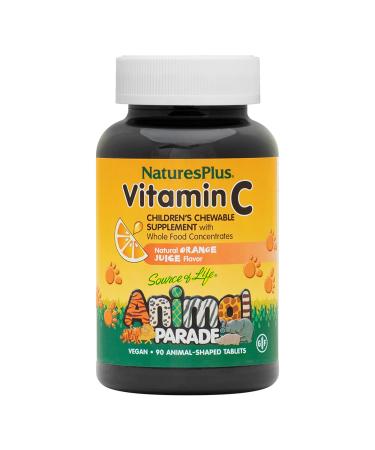 Nature's Plus Source of Life Animal Parade Vitamin C Children's Chewable Supplement Natural Orange Juice Flavor 90 Animal-Shaped Tablets
