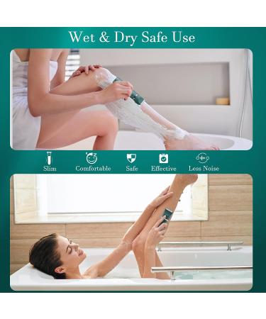 Senignol Women's 2-in-1 Bikini Trimmer & Electric Razor - IPX7 Waterproof Body Trimmer for Women - Valentines Day Gift in Green - Buy Online on GoSupps.com