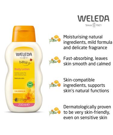 Weleda Baby Calendula Comforting Body Lotion - Plant Rich Moisturizer with Calendula Chamomile & Oils (Pack of 2) - 6.8 Fl Oz - International Shipping Available - Buy Online on GoSupps.com