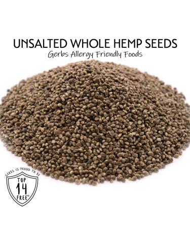 GERBS Roasted Unsalted Whole Hemp Seeds 2 LBS - Premium Grade, High in Magnesium, Protein & Fiber - Gluten Free, Non-GMO - Buy Online on GoSupps.com