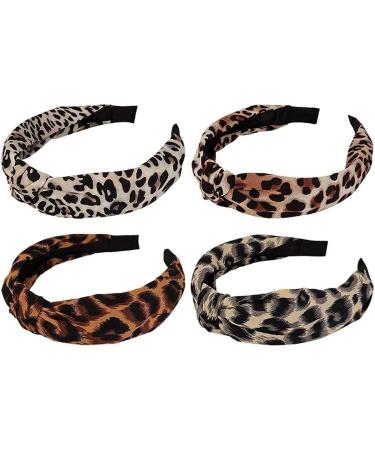4-Pack Leopard Hair Bands & Headbands for Women - Stylish Wide Leopard Pattern Hair Accessories - Buy Online on GoSupps.com
