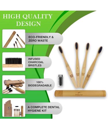 Your VIP Skin 4x Bamboo Toothbrush Set - Eco-Friendly Soft Wooden Brushes for a Sustainable Smile - Buy Online on GoSupps.com