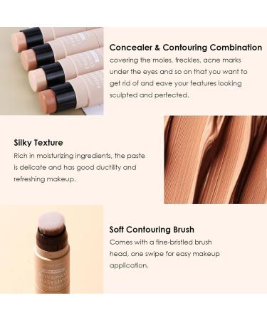 Contour Stick Highlighter Makeup Set - 2Pcs Creamy Bronzer & Highlighter Pen with Brush for Face Sculpting and Brightening - Waterproof Formula - 2 Count Pack - Buy Online on GoSupps.com