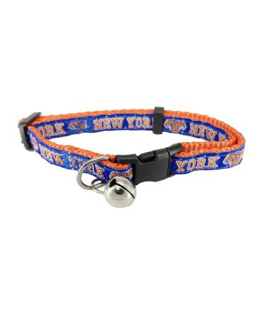 Pets First NBA NY Knicks CAT Collar Adjustable Break-Away Collar for Cats with Licensed Team Name & Logo. Cute & Fashionable Basketball Sports Cat Collar with Metal Jingle Bell, Team Color (KNX-5010)