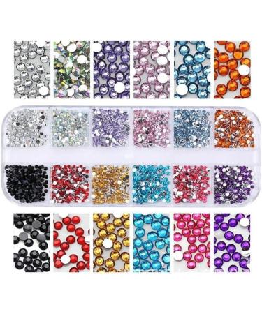 2Boxes 12 Grids Shiny Flat Back Rhinestones 3D Glitter Colorful 2mm 3mm Nail Art Rhinestones AB Crystal - Buy Online on GoSupps.com