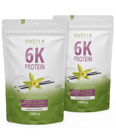 Protein vanilla 2kg - 80% protein - protein powder - 6 -component protein powder - Nutri + shape & shake powder without lactose and milk - 2000g vanilla (2 -pack)