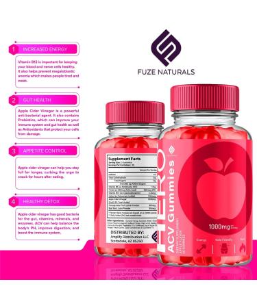 Hero Keto ACV Gummies 1000MG - Advanced Formula with Apple Cider Vinegar Folic Acid Vitamin B12 & B6 | 60 Vegan Gummies for Weight Loss & Wellness - Buy Online on GoSupps.com