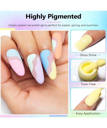 AIMEILI Easter Pastel Gel Nail Polish Set 8ml 12 Colours Spring Summer Pink Yellow Blue Purple Soak Off UV LED Gel Nail Polishes Nail Art Gel Polish Gift Kit 9 KIT12-9_8ML 0.67 ml (Pack of 12) - Buy Online on GoSupps.com