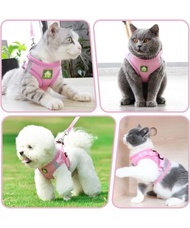 Cat Harness and Lead Set Adjustable Reflective Stripe Cat Kitten Walking Vest with Leash Cat Collar Escape Proof Soft Mesh Vest Harness and Lead for Small Medium Cats Pets Walking S Pink - Buy Online on GoSupps.com