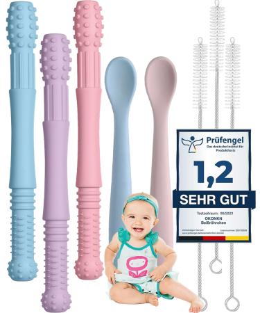 Okonkn bite tube baby 5-Set toothing aid baby bite ring baby bpa-free silicone baby accessories for boys and girls from 0-12 months+ d_5 piece - Buy Online on GoSupps.com