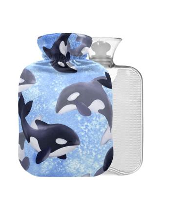 Whales Hot Water Bottle without BAP with Cover 2 l Large Hot Water Bag for Pain Relief Bed Hand and Feet