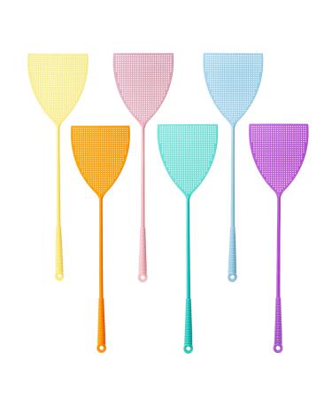 Trieez Fly Swatter 6 Pack Plastic Fly Swatters Strong Flexible Manual Swat Set Pest Control Perfect for Flies Mosquitoes Horse Flies Wasps Insects - with Assorted Colors