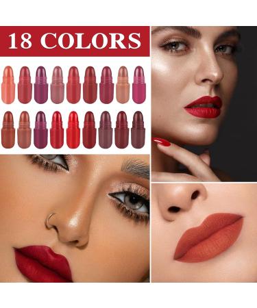 18PCS Mini Capsule Pills Lipstick Set Matte Lip Stain Long Lasting Waterproof Lip Gloss Kit Pill Shaped Lipstick Lip Balm Suit for Women Girls - Buy Online on GoSupps.com