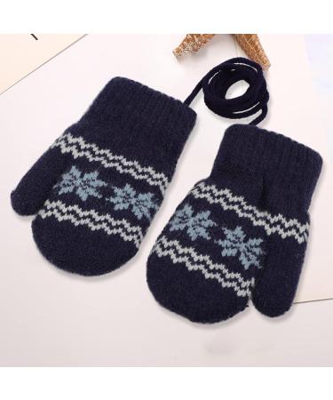 TINAYAUE Thicken Children's Fleece Knitted Gloves - Cute Snow Furry Mittens for 1-2 Year Olds - Winter Warm Gloves for Baby Boys & Girls - Navy Blue - Buy Online on GoSupps.com