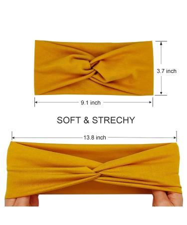 Women's Workout Yoga Twisted Headbands 6 Pack - Wide Knot Soft Hair Bands for Styling - Solid Colors - Buy Online on GoSupps.com
