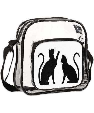 Stylish Clear Crossbody Stadium Bag | Animal Black Cats Print | Approved for Sports, Concerts & Travel - Buy Online on GoSupps.com