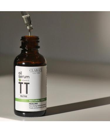 Clara's New York Healing Tea Tree Facial Oil Serum with Vitamin E Oil Natural Hydrating Face Serum Helps to Calm and Prevent Blemishes Suitable For All Skin Types 30ml - Buy Online on GoSupps.com