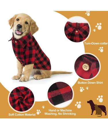 Red Buffalo Plaid Dog Shirt | Soft Casual Outfit for Small Dogs | Halloween Christmas Costumes - Buy Online on GoSupps.com