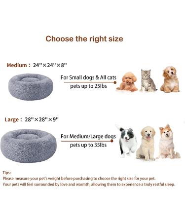 DDSNTY Calming Donut Dog Bed - Anti-Slip, Anti-Anxiety, Fluffy & Durable - 28x28 - Light Grey - Buy Online on GoSupps.com