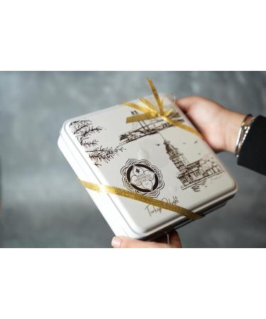 Authentic Turkish Delight with Gift Box- Luxury Exotic Flavours Handcrafted in Turkey Vegan & Gluten-Free - No Artificial Colorant -Special Mixed Turkish Delight with White Tin Box 635g - Buy Online on GoSupps.com