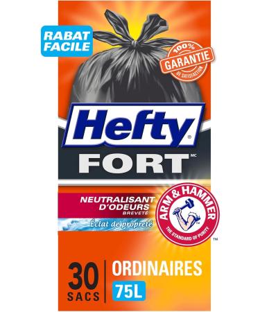 Hefty Garbage Bags Strong Regular 75 Litres Black Easy Flaps Arm & Hammer odour neutralizer 30 Bags 30 Count (Pack of 1) Black Garbage - Buy Online on GoSupps.com