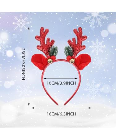 Thinp 2 Pieces Christmas Headbands Glitter Christmas Headbands for women Antler Headband with Bell Christmas Hats Holiday Decorations for Christmas Party Xmas Dinner and Photos Booth (Gold Red) - Buy Online on GoSupps.com