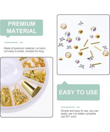 FRCOLOR Nail Art Accessories Nail Stickers 9 Boxes Nail Nail art Studs nail Rivets Studs gold nail studs Art Rivet 3D Nail Art Stickers Nail Accessories 6.8X6.8X0.8CM Gold Silver White - Buy Online on GoSupps.com