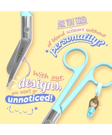 Nurse Love Nursing Scissors | Bandage Scissors for First Aid & Vet Students | Stainless Steel Cyan Scissors with Sharp Blades & Round Tip - Buy Online on GoSupps.com