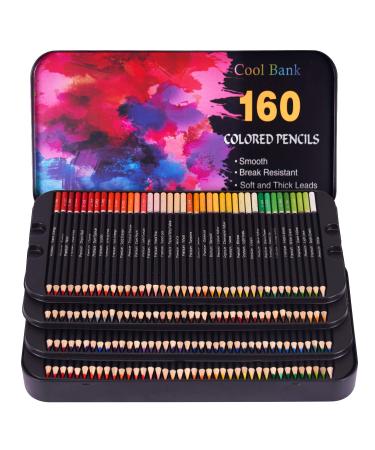 COOL BANK 160 Watercolor Pencils, Watercolor Pencil Set for Coloring Books,  Artist Soft Series Lead with Vibrant Colors for Sketching, Shading 