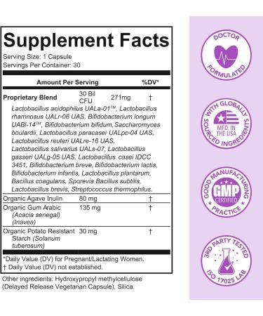 Premom Prenatal Pre & Probiotics for Women: 18 Diverse Organic Prebiotics Strains - Supports Digestive 30 Billion CFU Gut & Immune Health for Mom and Baby - Daily Capsules - Buy Online on GoSupps.com