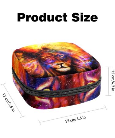 Cosmic Space Galaxy Lion Storage Bag | Portable Sanitary Napkin & Menstrual Cup Holder for Women & Teens - Buy Online on GoSupps.com