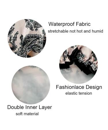 KissDate Double Layer Satin Shower Cap - Pack of 3 | Waterproof & Reusable | Ideal for Women with Long Hair | Shower, Spa, Salon Accessories - Buy Online on GoSupps.com