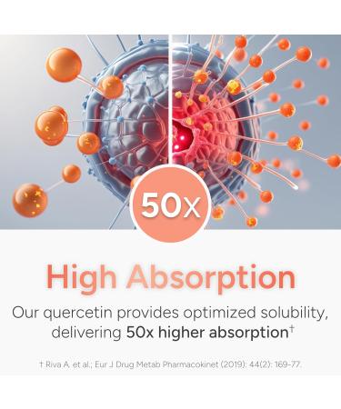 High Absorption Quercetin with Bromelain Vitamin C and Zinc - 500mg Quercetin Phytosome - 50x More Absorption - Supports Immune Function & Cellular Health - USA Manufactured Supplement - 60 Capsules - Buy Online on GoSupps.com