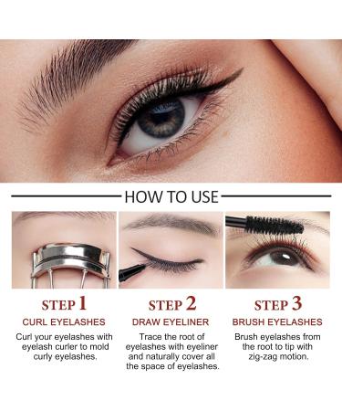 False Eyelash Effect Mascara + Eyeliner Thicker Voluminous Eyelashes Amplified Effect & Long Lasting Waterproof and Smudge-Proof Eye Makeup Kit Black - Buy Online on GoSupps.com