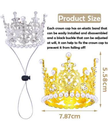 BIPY 2Pcs Dog Crown Pet Birthday Hats Cat Tiara Crown Headpiece Gold Silver Princess Rhinestone Faux Pearl Birthday Cake Topper for Medium Large Puppy Cats Doggies Party Wedding Hair Accessories - Buy Online on GoSupps.com
