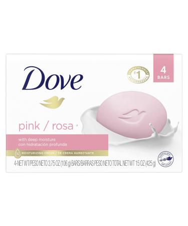 Dove Beauty Bar Gentle Skin Cleanser Moisturizing for Gentle Soft Skin Care Pink More Moisturizing than Bar Soap 3.75 oz  4 Bars